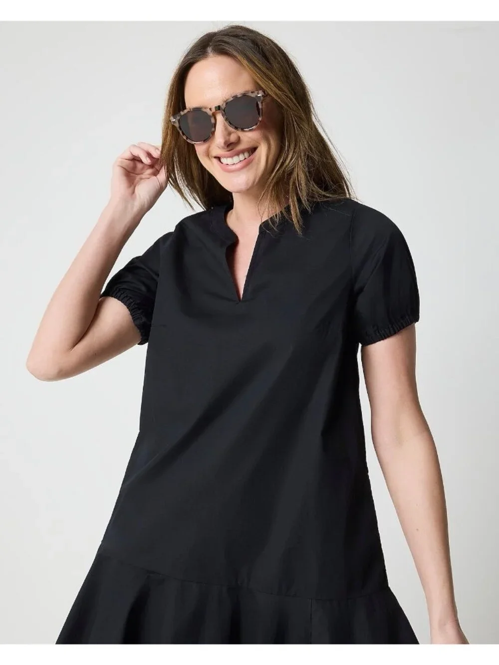 J Crew Womens Mini Shirt Dress Sz 18T 18 Tall Black Regenerative Cotton Preppy